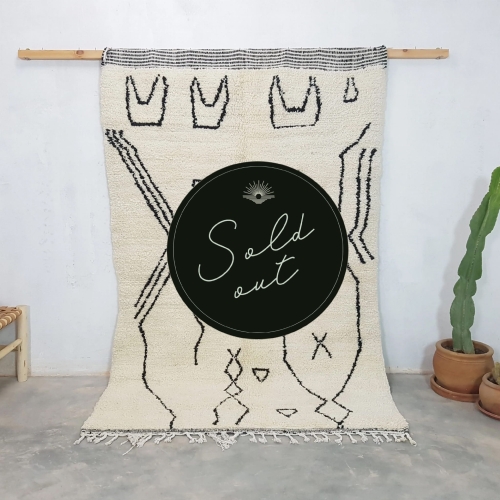 Dywan Beni Ouarain, 225 x 150 cm, tkany ręcznie z owczej wełny w Maroku  