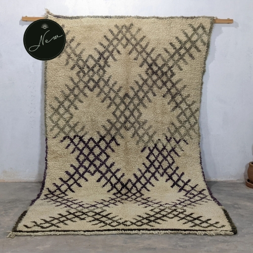 1980 Vintage Dywan Beni Ouarain, 280 x 170 cm, berberyjski, ręcznie tkany z owczej wełny w Maroku