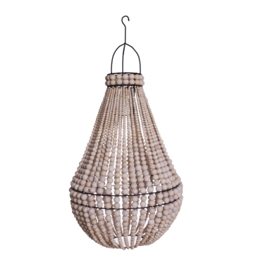 Abażur Empire naturalny z drewnianych koralików 40 x 77 cm 