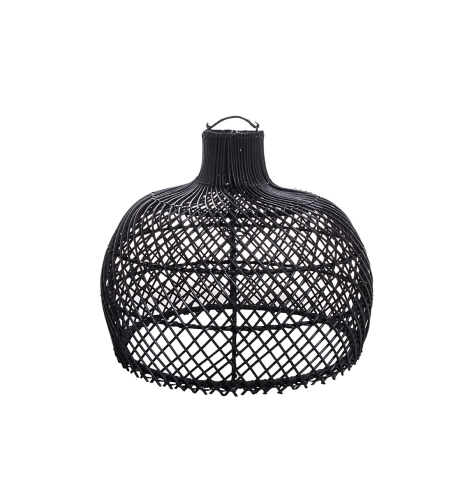 Abażur Hong - Black z rattanu 42 x 41 cm