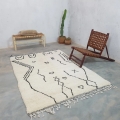 Dywan Beni Ouarain, 225 x 150 cm, tkany ręcznie z owczej wełny w Maroku   - Zdjęcie 2