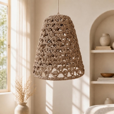 Abażur Cocoon Swirl - Medium z trawy morskiej 50 x 51 cm