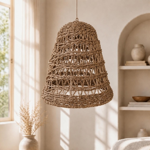 Abażur Cocoon Triangle -Small z trawy morskiej 44 x 46 cm