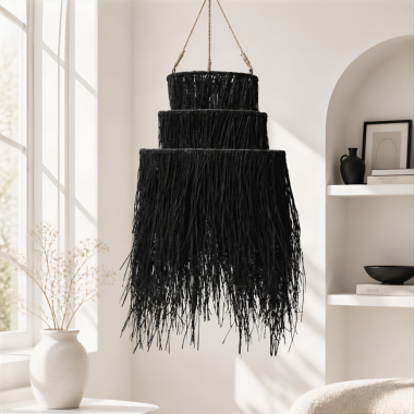 Abażur Alang Black z trawy Mendong 130 cm 
