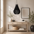 Abażur Empire czarny z drewnianych koralików 40 x 77 cm  - Zdjęcie 2