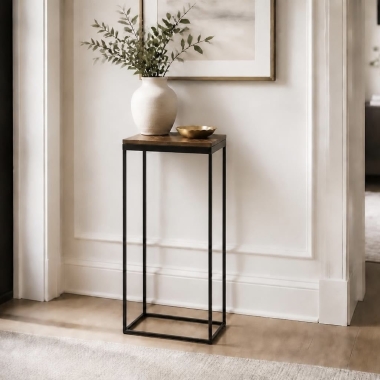 Stolik Pomocniczy Drewno i Stal M 77 cm 