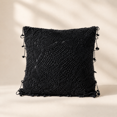 Poszewka na poduszkę Crochet - Black 50 cm