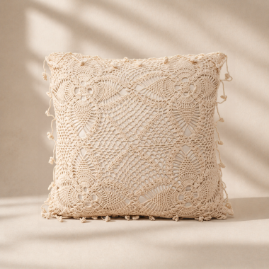 Poszewka na poduszkę Crochet - Natural 50 cm