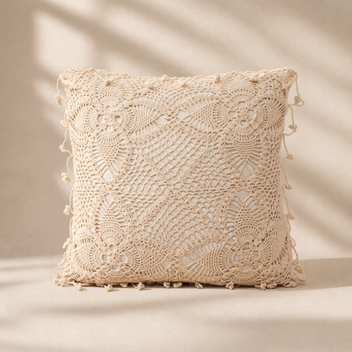 Poszewka na poduszkę Crochet - Natural 50 cm